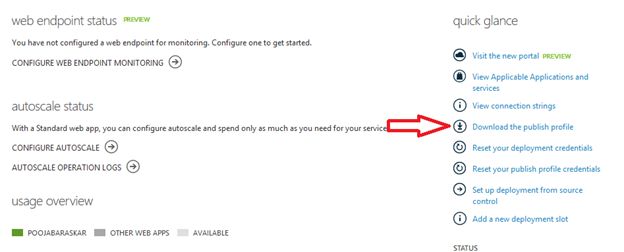 Download the publish profile